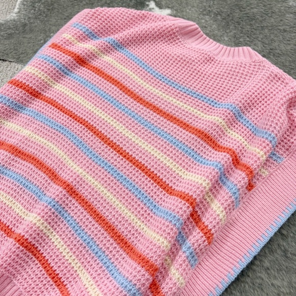Kori America Pink Striped Knit Sweater Medium - Picture 6 of 10